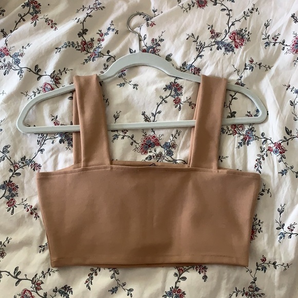 Zara Women’s small tan square neck crop w/ tag - Picture 2 of 3